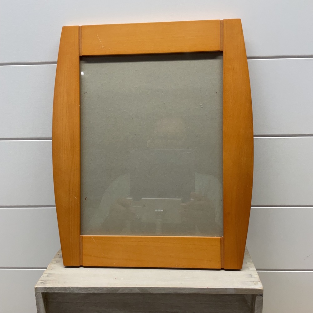 Pottery Barn Honey Wood Bowed Barrel Picture Frame 8x10 Photo 589549